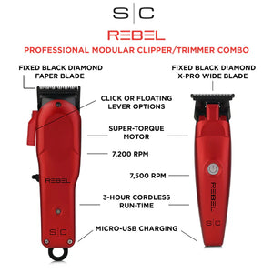 StyleCraft Rebel Clipper and Trimmer Combo Red